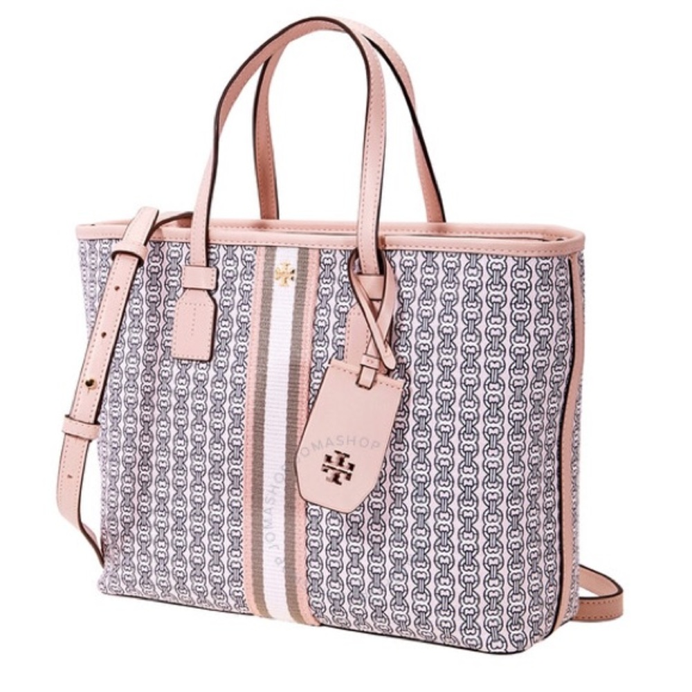 NWT Tory Burch Gemini Link Canvas Small Tote in Coastal Pink